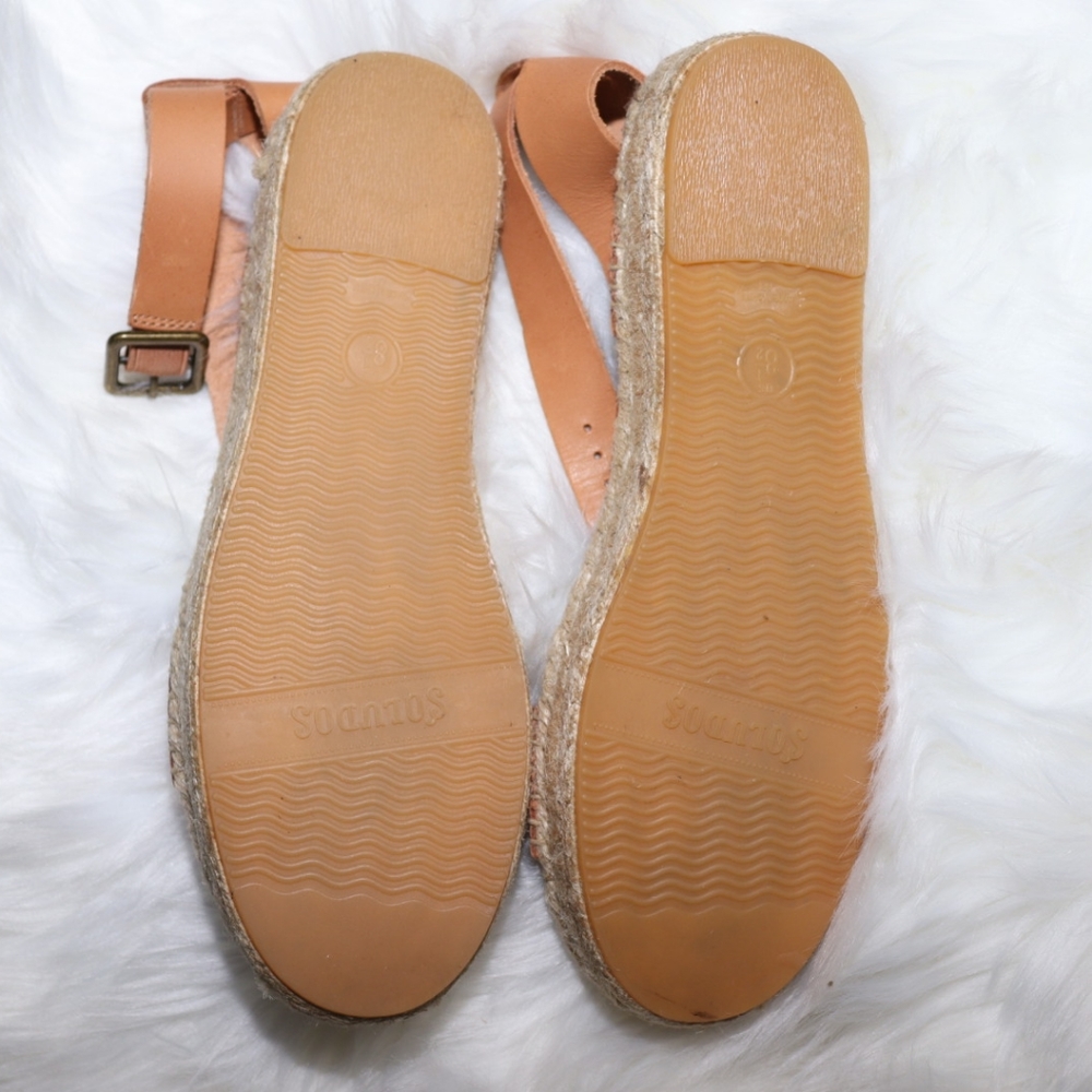Soludos Cadiz Leather Platform Espadrille- Brown Flat 8.5 View 3
